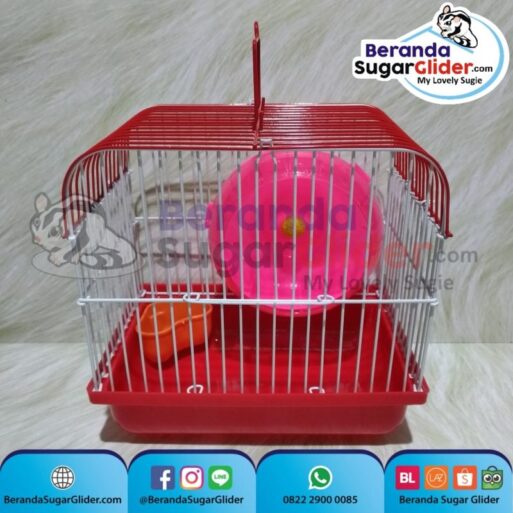 Kandang Besi Lipat Smart Home Merah Ukuran Mini Extra Small Size XS Hewan Peliharaan Joey Sugar Glider SG Bajing Kelapa Burung Guinea Pig Hamster Marmut Tupai Terbang