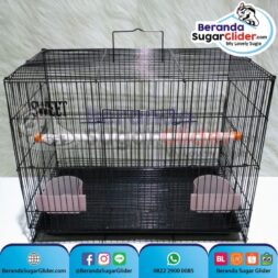 Kandang Besi Lipat Sweet Hitam Ukuran Sedang Medium Size M Hewan Peliharaan Joey Sugar Glider SG Bajing Kelapa Burung Guinea Pig Hamster Iguana Landak Mini Marmut Musang Otter Tupai Terbang