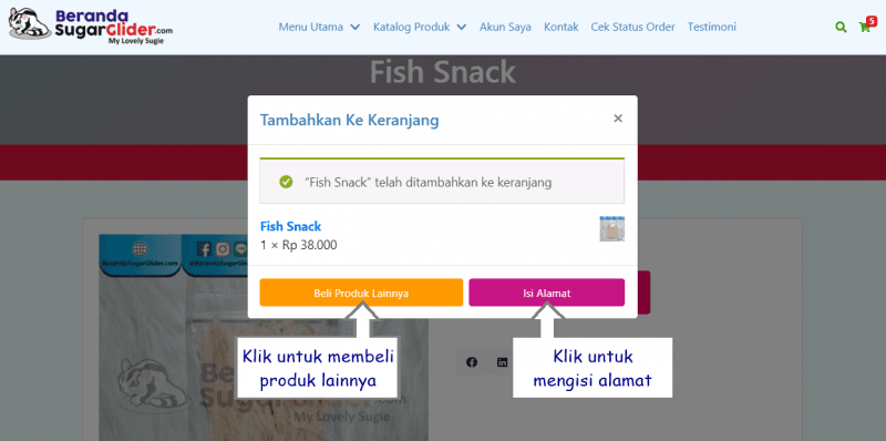 Pop Up Tambahkan Ke Keranjang